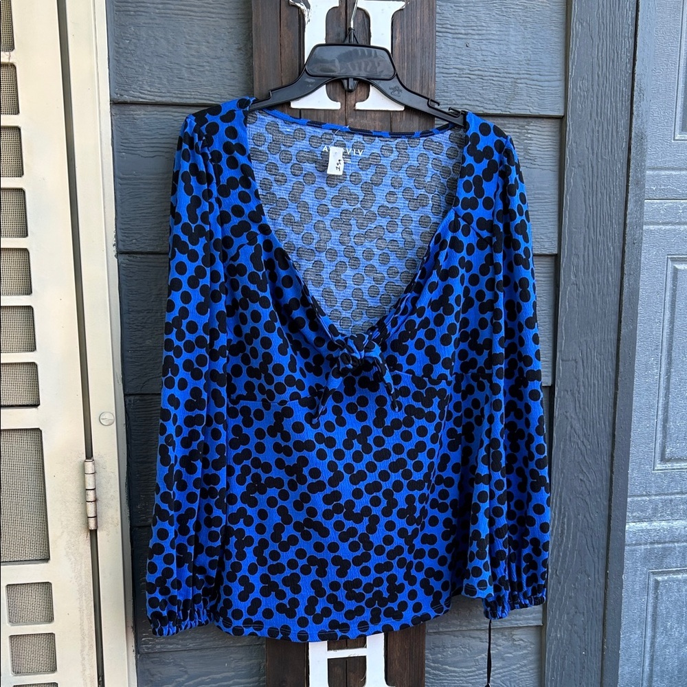 Blue and Black Polka Dot Women's Top